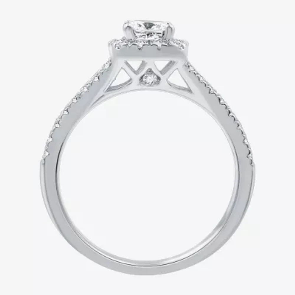 I Said Yes (H-I / I1) Womens 1/ CT. T.W. Lab Grown White Diamond Sterling Silver Side Stone Engagement Ring