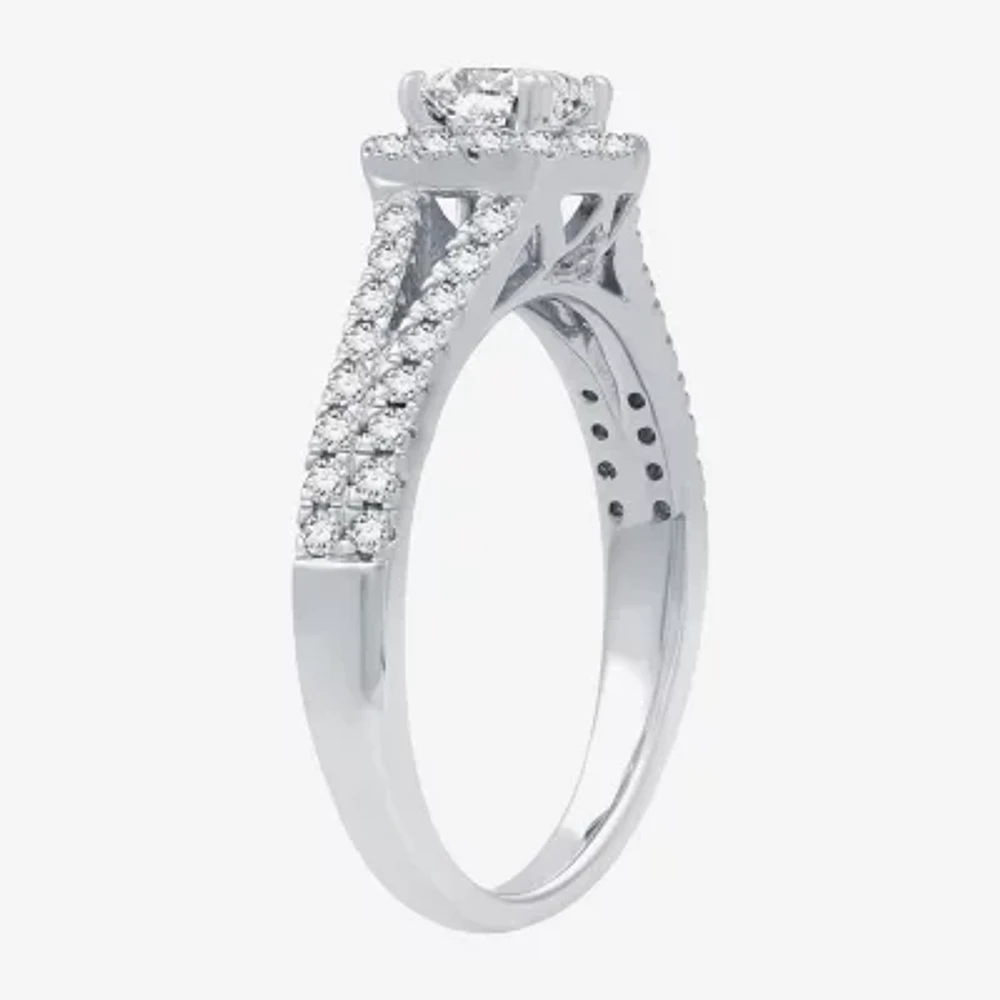 I Said Yes (H-I / I1) Womens 1/ CT. T.W. Lab Grown White Diamond Sterling Silver Side Stone Engagement Ring