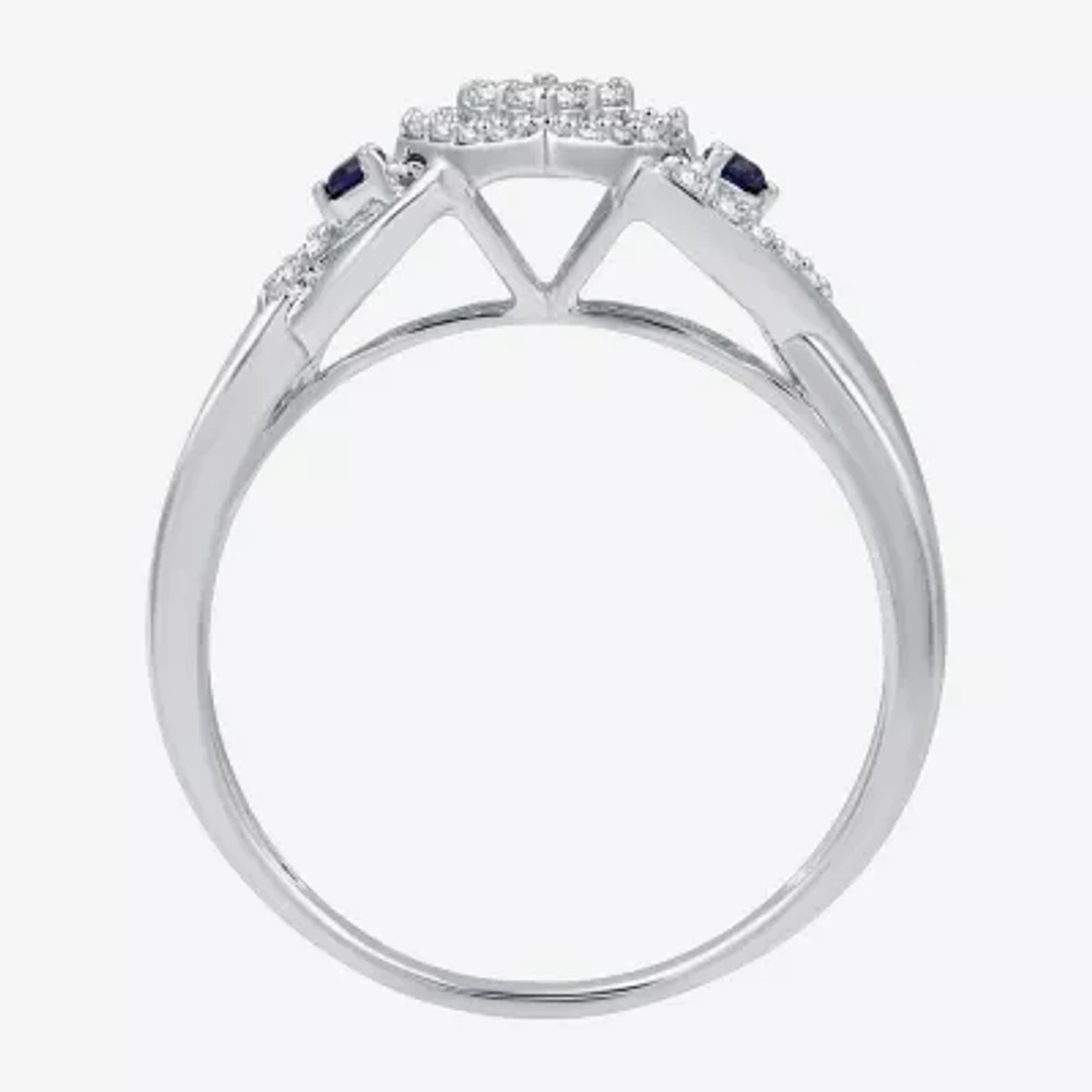 I Said Yes (H-I / I1) Womens 1/5 CT. Lab Grown White Diamond Sterling Silver Heart Side Stone Engagement Ring