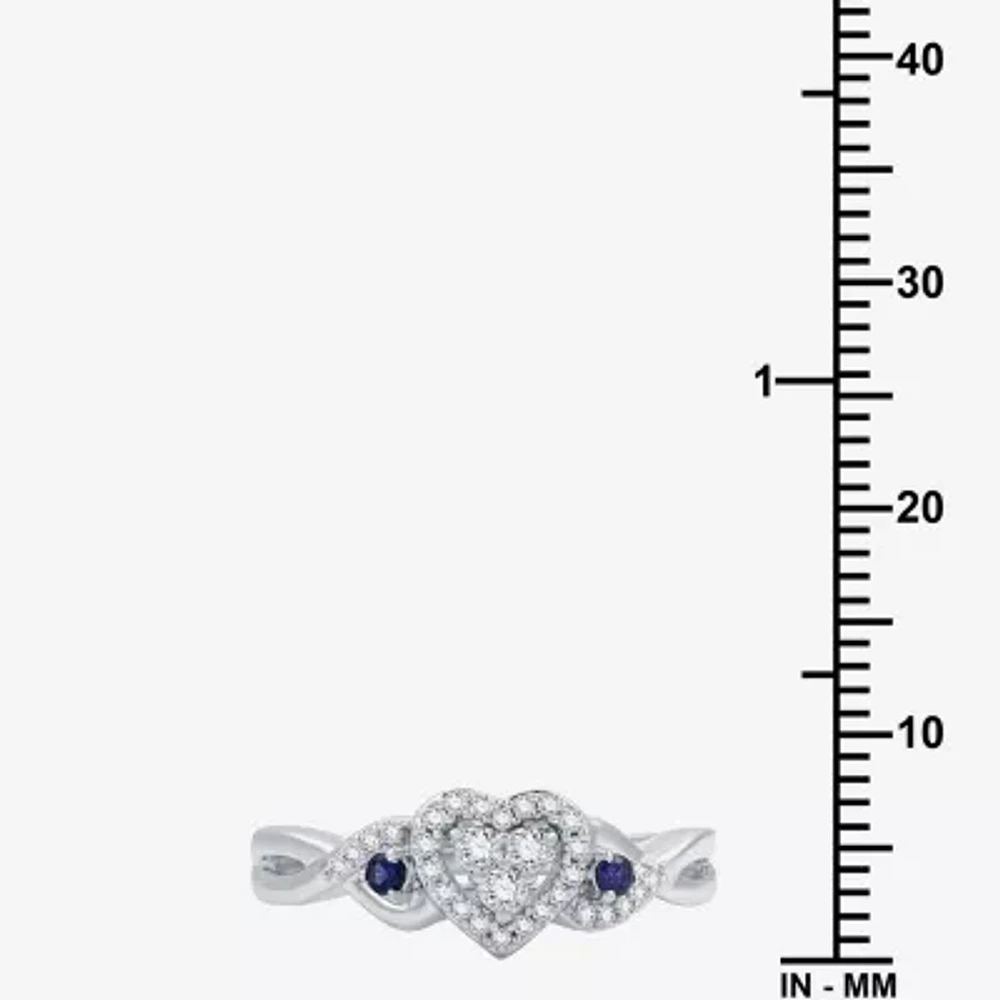 I Said Yes (H-I / I1) Womens 1/5 CT. Lab Grown White Diamond Sterling Silver Heart Side Stone Engagement Ring