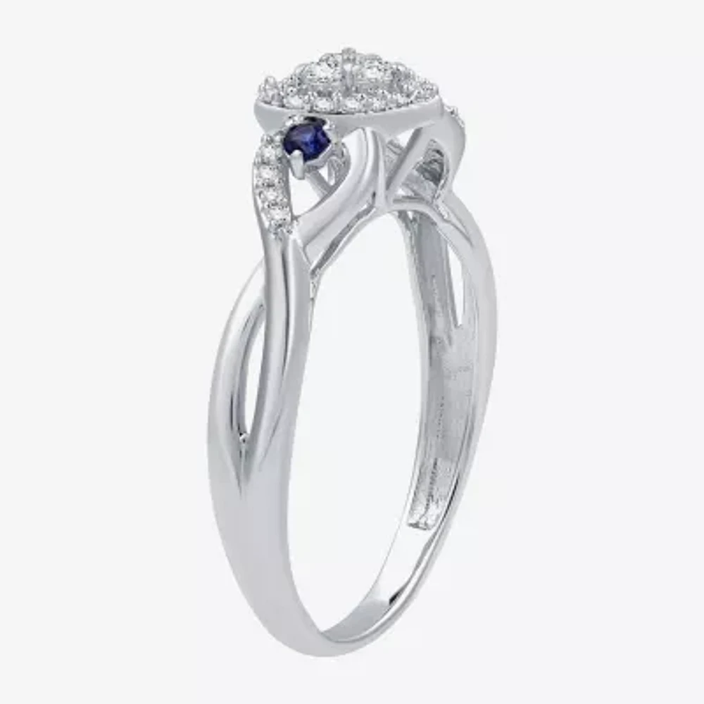 I Said Yes (H-I / I1) Womens 1/5 CT. Lab Grown White Diamond Sterling Silver Heart Side Stone Engagement Ring