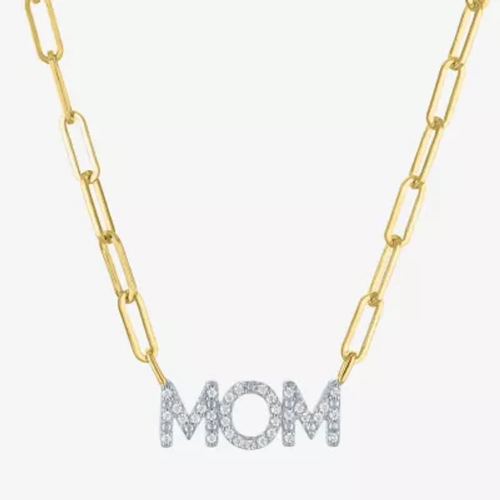 Diamond Addiction "Mom" (G-H / I1-12) Womens 1/10 CT. T.W. Lab Grown White Diamond 14K Gold Over Silver 18 Inch Pendant Necklace