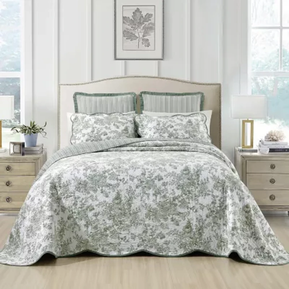 Laurel Manor Toile Garden Cotton Bedspread
