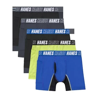 Hanes Moves Anti Chafe Little & Big Kid Boys 5 Pack Boxer Briefs Buacbc