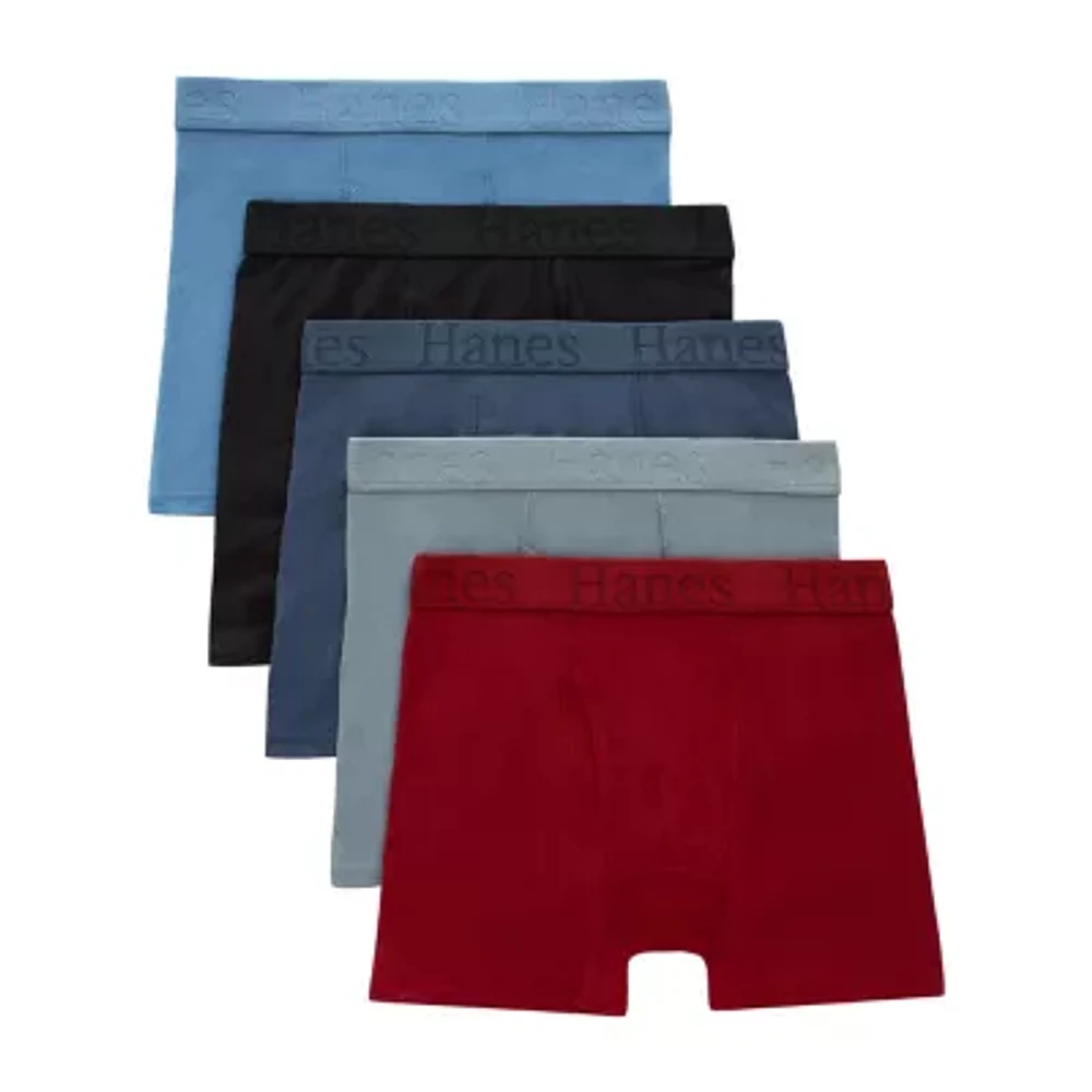 Hanes Originals Supersoft Little & Big Kid Boys 5 Pack Boxer Briefs Buo2b5