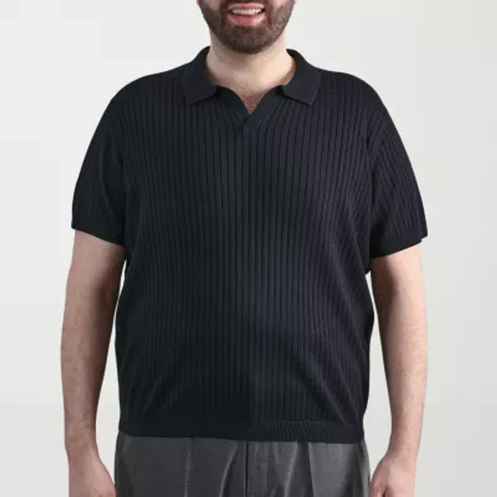 Haggar Johnny Collar Big and Tall Mens Short Sleeve Polo Sweater