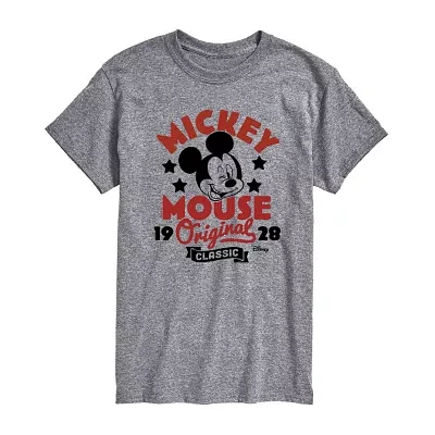 Mens Crew Neck Short Sleeve Regular Fit Mickey Mouse Big and Tall Graphic T-Shirt