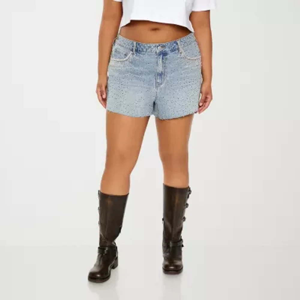 Forever 21 Womens High Rise-Juniors Plus Denim Short