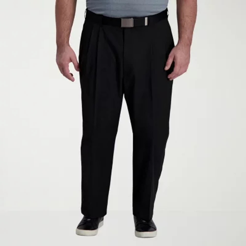 Haggar Cool Right Performance Flex Mens Comfort Waistband Straight Classic Fit Big Pleated Pant