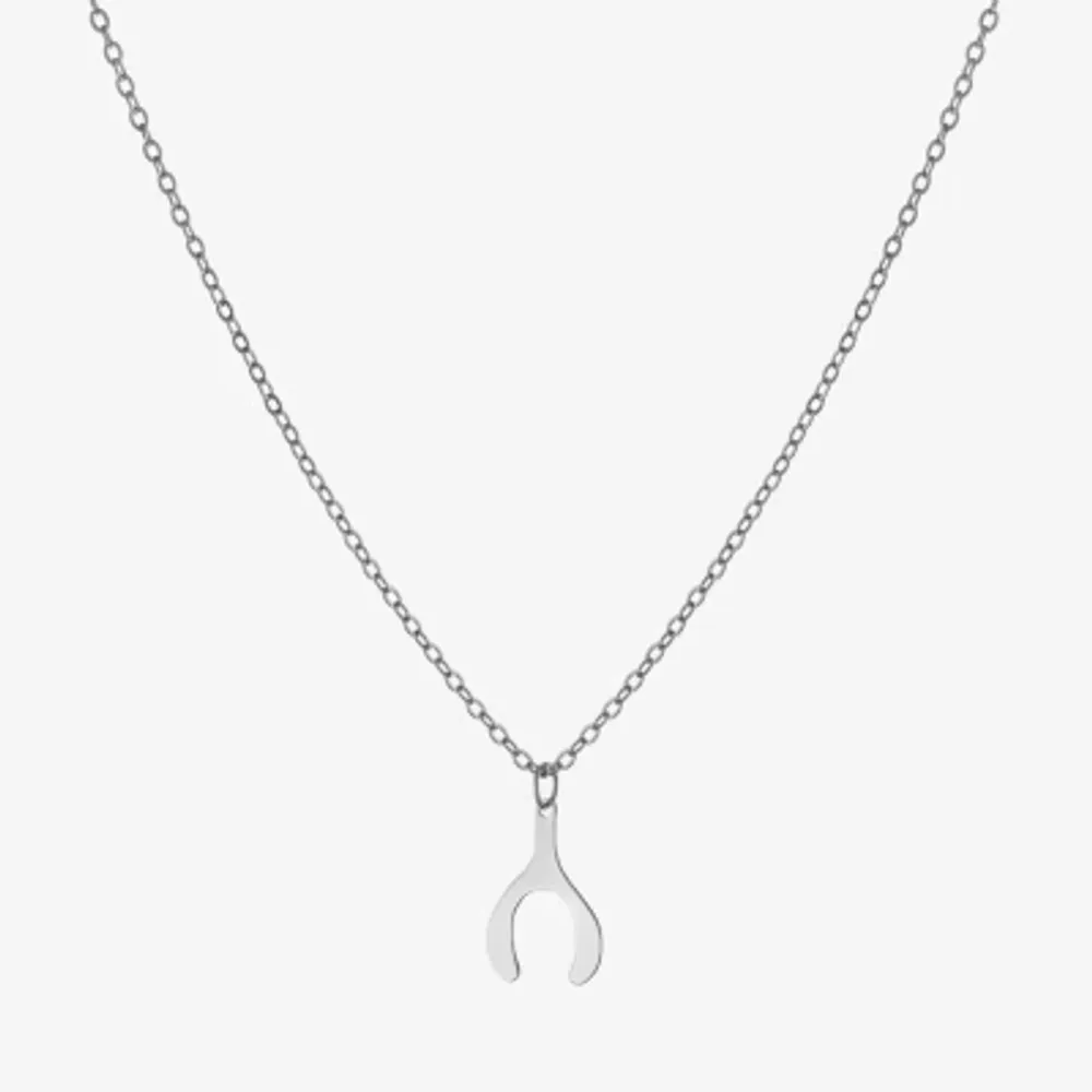 Silver Treasures Womens Sterling Silver Wishbone 16 Inch Pendant Necklace