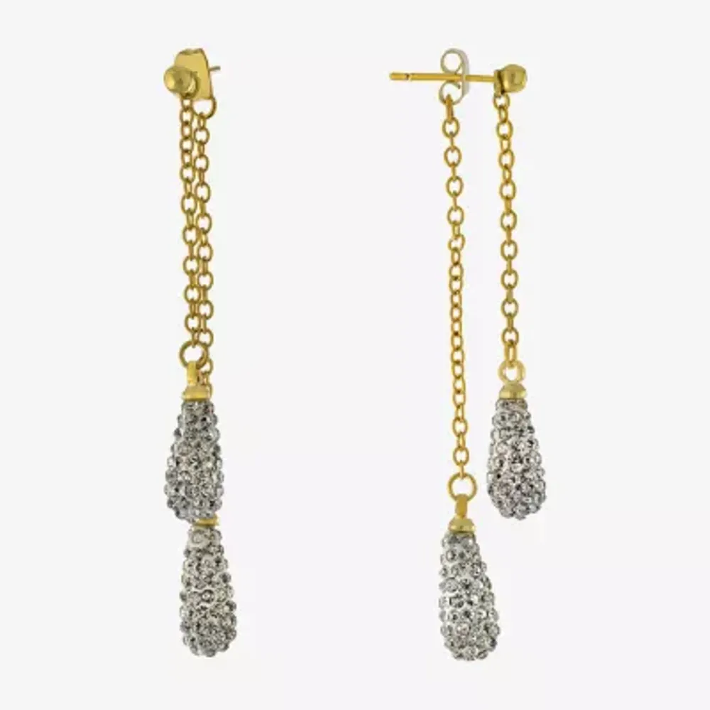 Sparkle Allure Womens Crystal 14K Gold Over Brass Drop Earrings