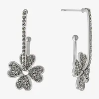 Sparkle Allure Womens Crystal Pure Silver Over Brass Clover Drop Earrings