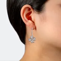 Sparkle Allure Womens Crystal Pure Silver Over Brass Clover Drop Earrings