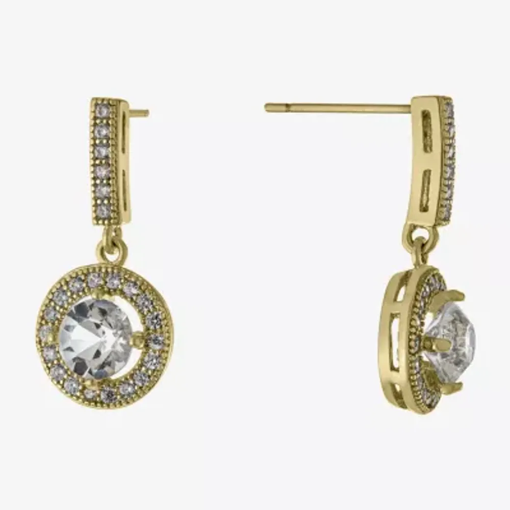 Sparkle Allure Womens Crystal 14K Gold Over Brass Drop Earrings