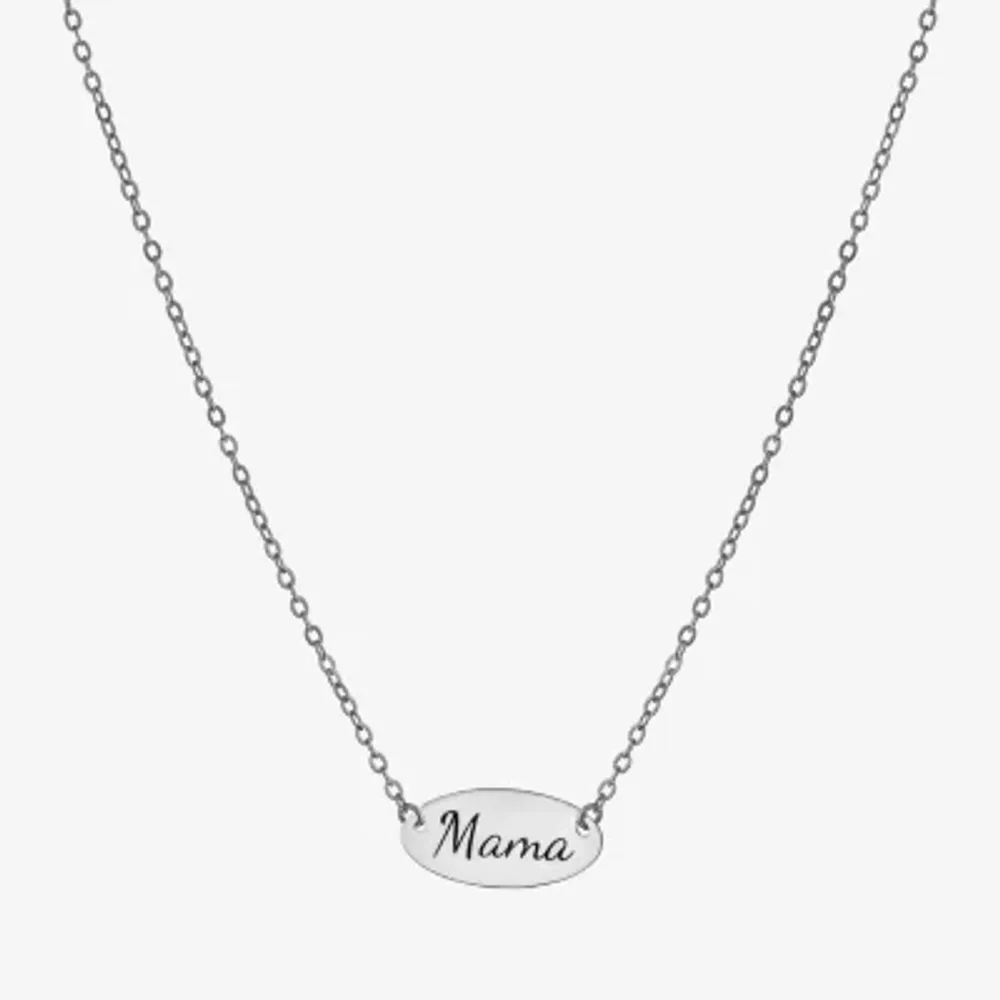 Silver Treasures Mama Womens Sterling Silver Oval 16 Inch Pendant Necklace