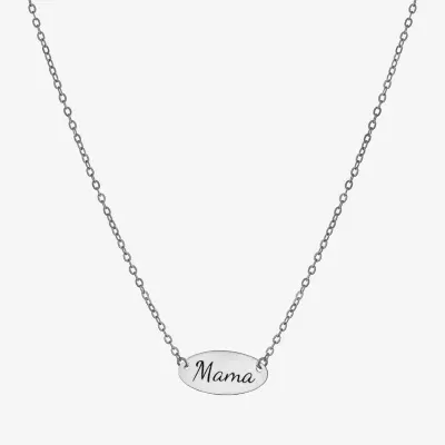 Silver Treasures Mama Womens Sterling Silver Oval 16 Inch Pendant Necklace