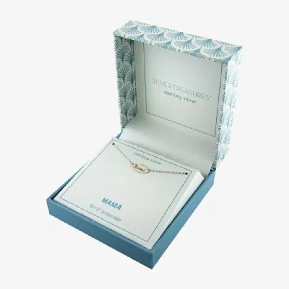Silver Treasures Mama Womens Sterling Silver Oval 16 Inch Pendant Necklace