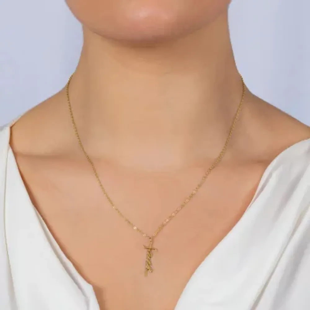 Silver Treasures Faith Womens 14K Gold Over Silver 16 Inch Pendant Necklace