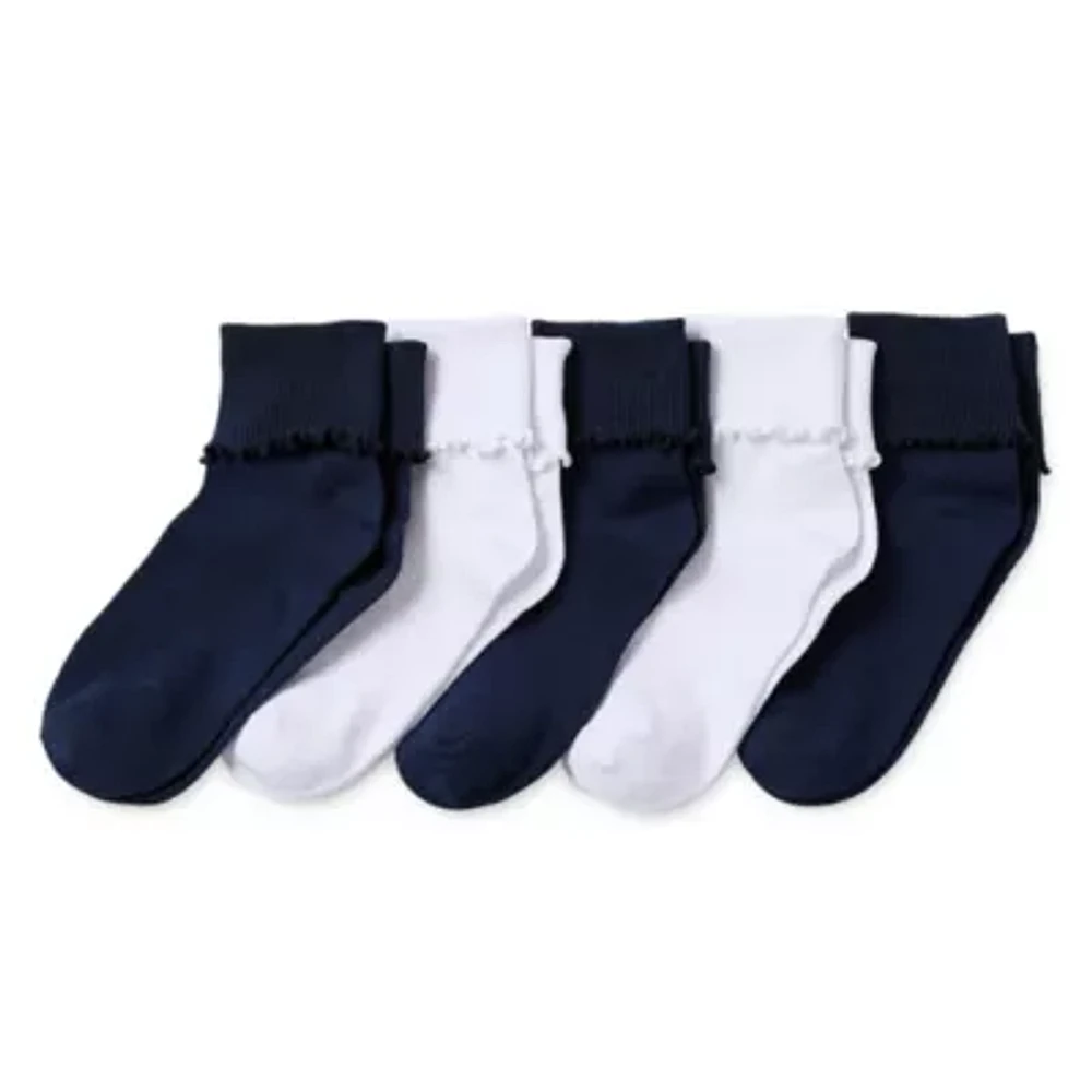 Thereabouts Little & Big Kid Girls 5 Pair Turncuff Socks