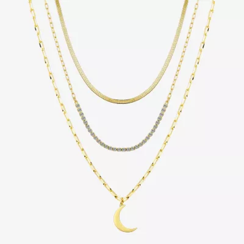 Sparkle Allure Womens Cubic Zirconia Moon 3-pc. Necklace Set