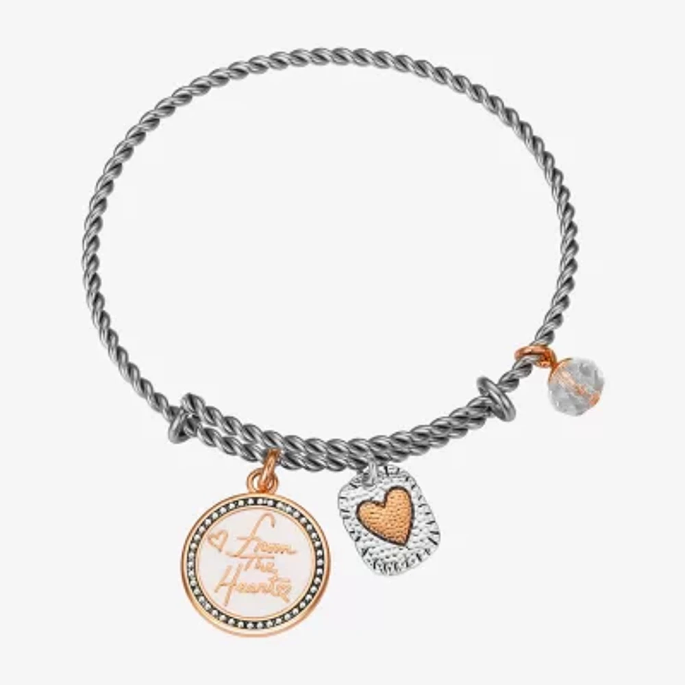 Footnotes Womens Crystal 10K Gold Over Brass Pure Silver Over Brass Heart Bangle Bracelet