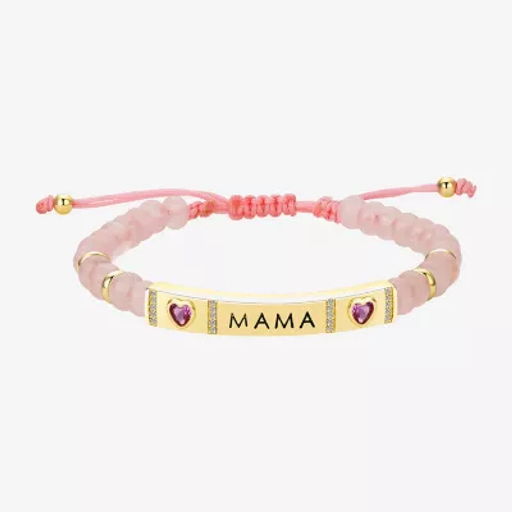 Footnotes Mama Womens Cubic Zirconia 10K Gold Over Brass Heart Bolo Bracelet