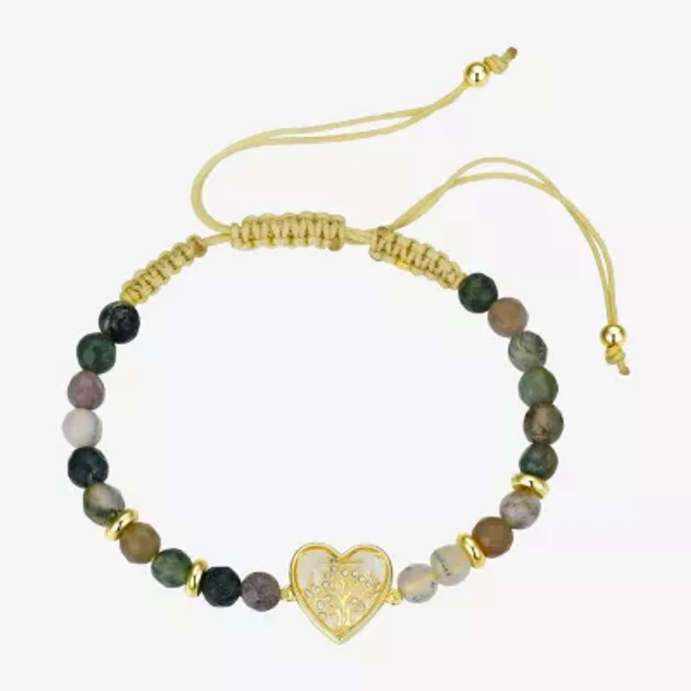 Footnotes Womens Crystal 10K Gold Over Brass Heart Bolo Bracelet