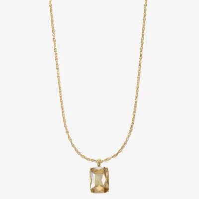 Monet Jewelry Gold Tone Womens Brown Glass Rectangular 17 Inch Pendant Necklace