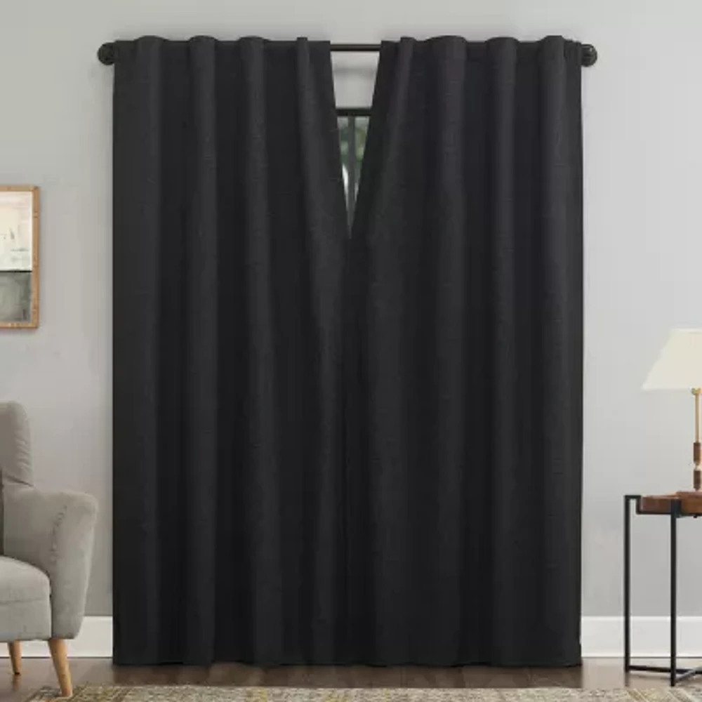 Sun Zero Treviso Back Tab Energy Saving 100% Blackout Single Curtain Panel