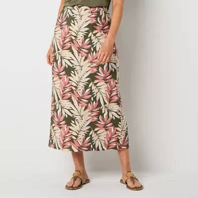 Liz Claiborne Womens Mid Rise Midi A-Line Skirt