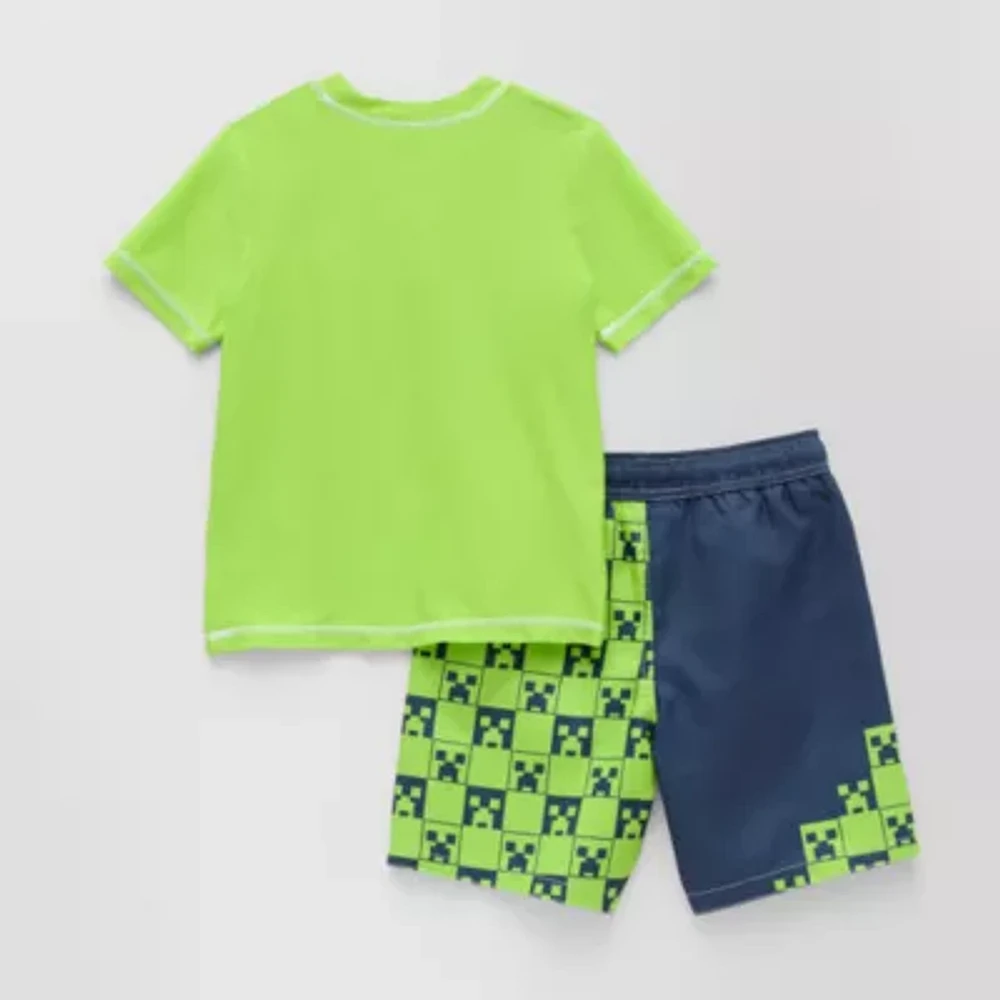 Little Boys Minecraft 2-pc. Rash Guard Set