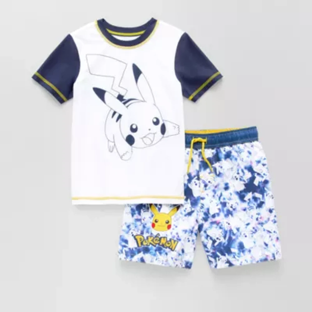 Little Boys Pokeman 2-pc. Rash Guard Set