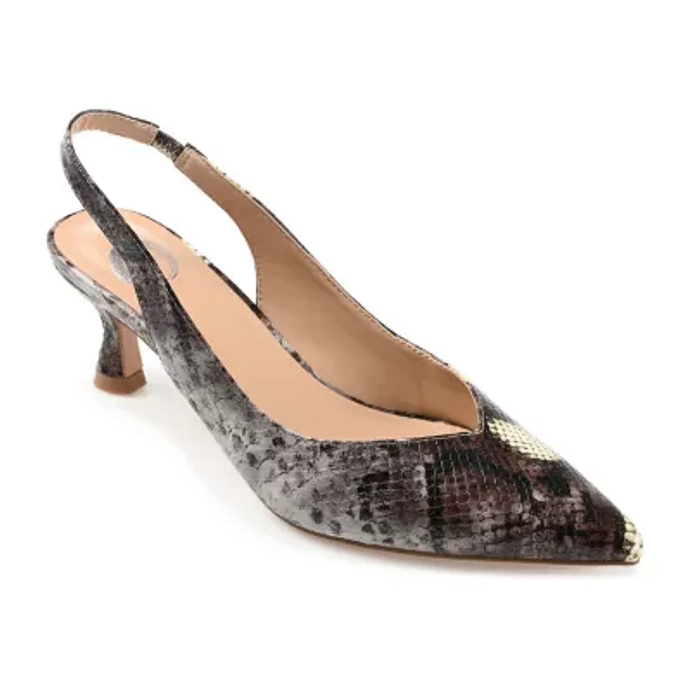 Journee Collection Mikoa Womens Pointed Closed Toe Kitten Heel Pumps