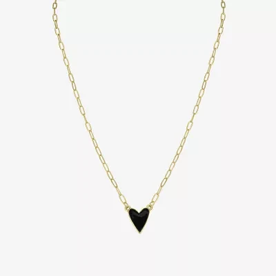 Bijoux Bar Delicates Gold Tone Womens Alloy Heart Paperclip 18 Inch Pendant Necklace