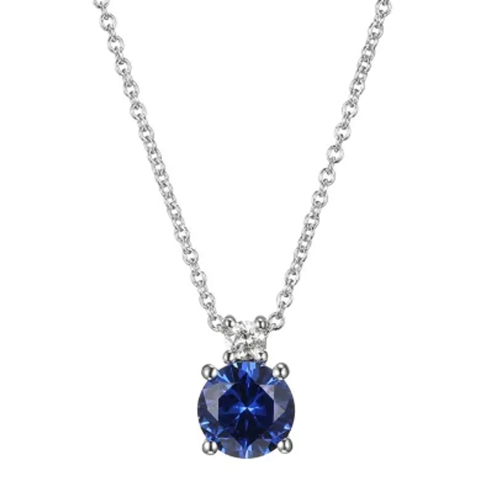 Womens Lab Created Blue Sapphire Sterling Silver 18 Inch Pendant Necklace