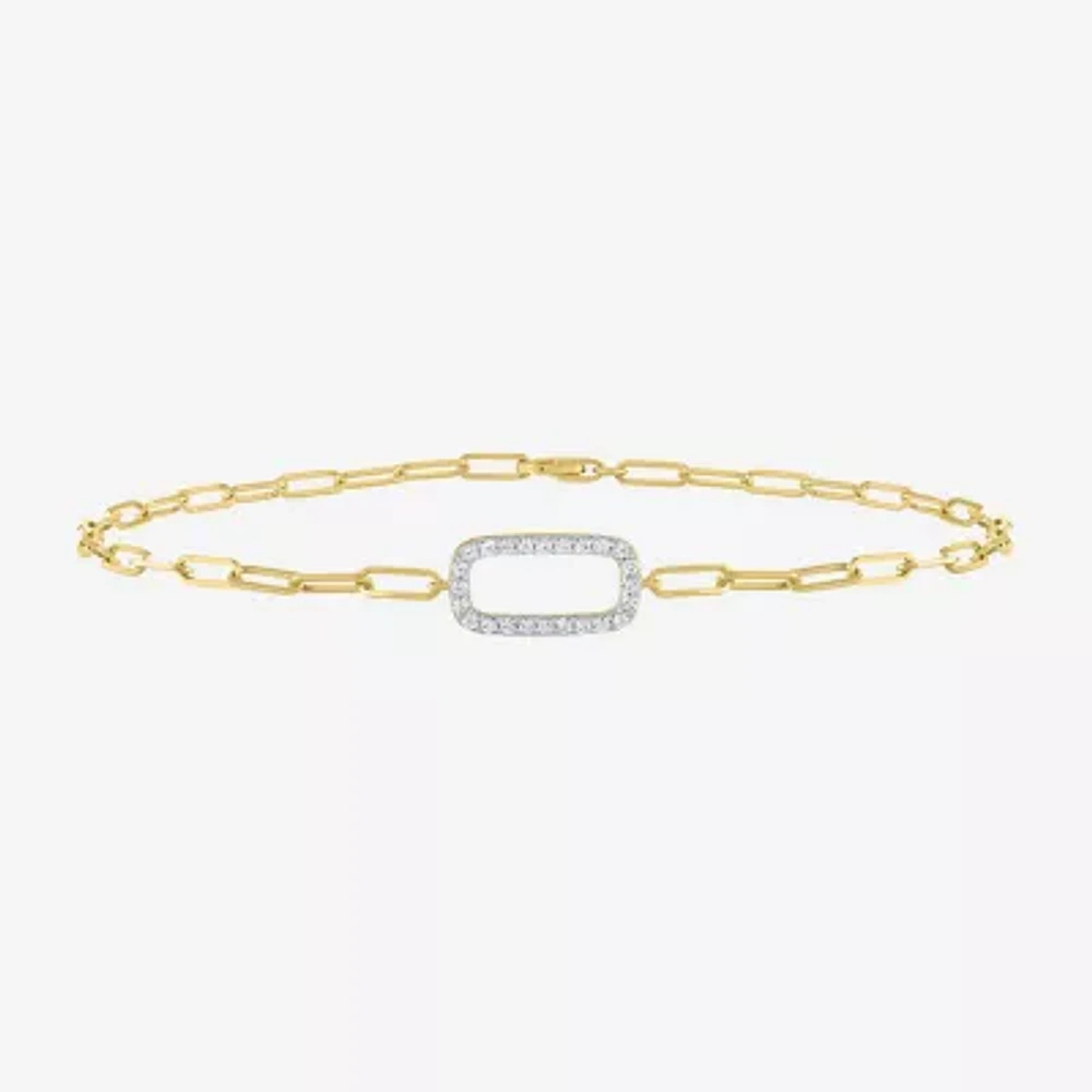Diamond Addiction 1/10 Ct.T.W. Diamond (G-H / Si2-I1) Womens 10K Gold 8 Inch Paperclip Chain Bracelet
