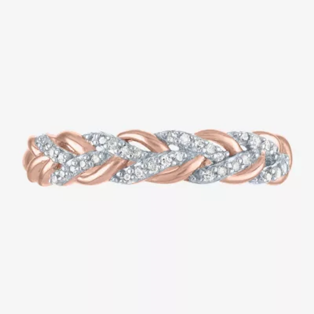 (G-H / Si2-I1) Womens 1/10 CT. T.W. Lab Grown White Diamond 10K Rose Gold Wedding Band