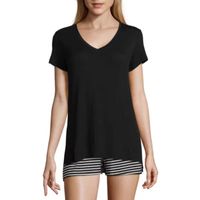 Ambrielle Womens Short Sleeve V Neck Pajama Top