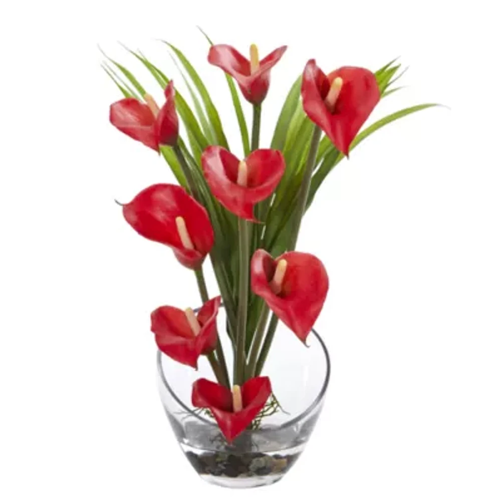 Calla Lily and Grass Artificial Arrangement in Vase