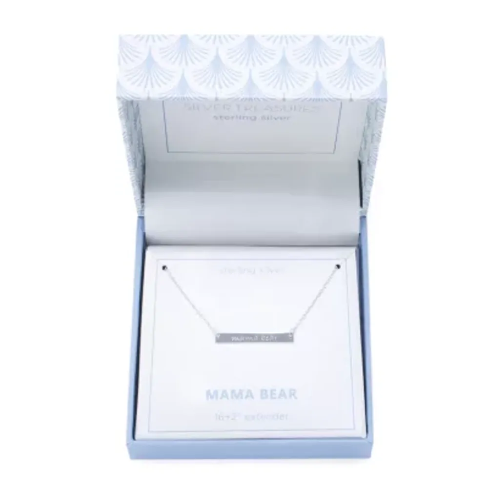 Silver Treasures Mama Bear Womens Sterling Silver 16 Inch Pendant Necklace