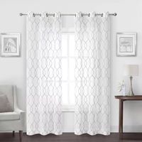 Regal Home Starbust Grommet Top Energy Saving Embroidered Sheer Set of 2 Curtain Panel
