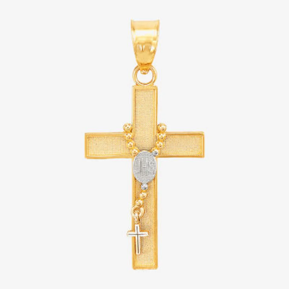 Unisex Adult 14K Two Tone Gold Cross Pendant