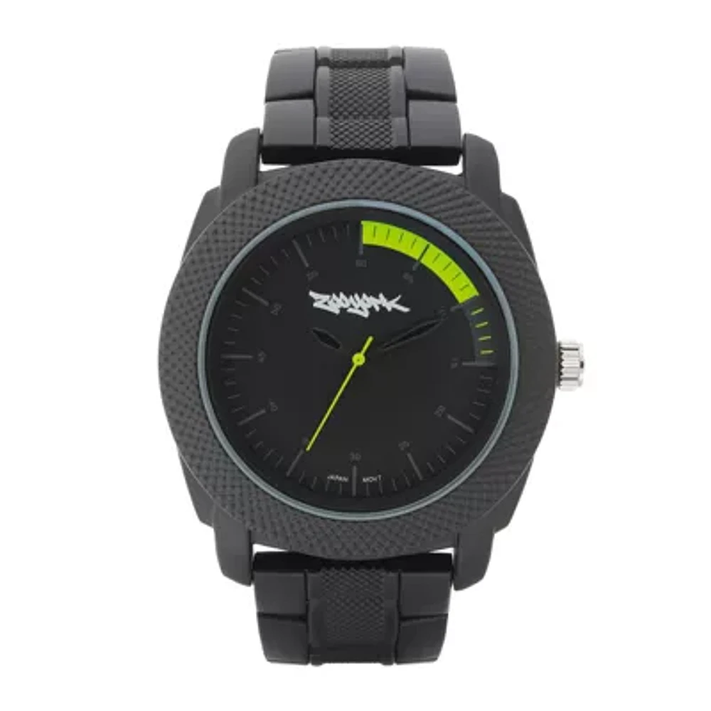 Zoo York® Mens Matte Black And Yellow Bracelet Watch