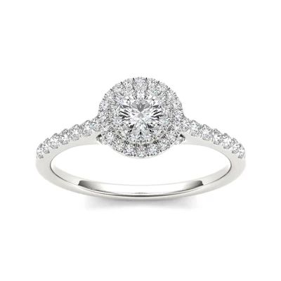 1/2 CT.T.W. Natural Diamond Halo 10K White Gold Engagement Ring