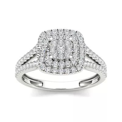 1/2 CT.T.W. Natural Diamond 10K White Gold Engagement Ring