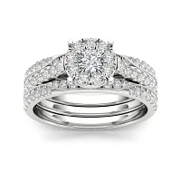1 CT.T.W. Natural Diamond 14K White Gold Bridal Set