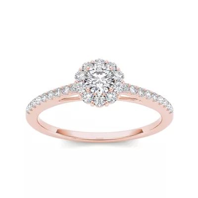 1/2 CT.T.W. Natural Diamond 10K Rose Gold Halo Engagement Ring