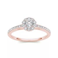 1/2 CT.T.W. Natural Diamond 10K Rose Gold Halo Engagement Ring