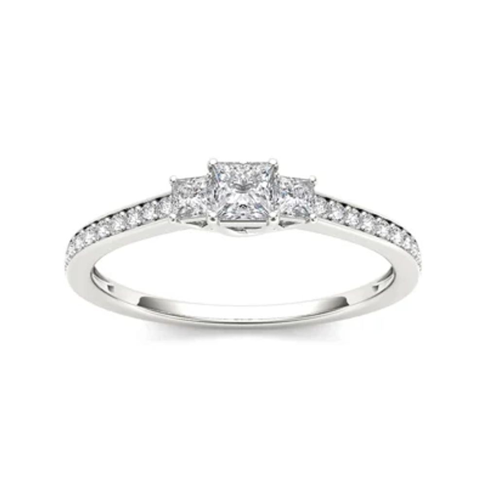 1/2 CT.T.W. Natural Diamond 14K White Gold 3-Stone Engagement Ring