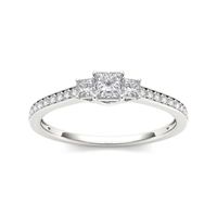 1/2 CT.T.W. Natural Diamond 14K White Gold 3-Stone Engagement Ring